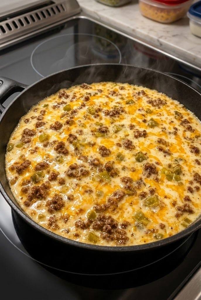 🧀 High-Protein Ground Beef Cottage Cheese Queso Skillet Dip