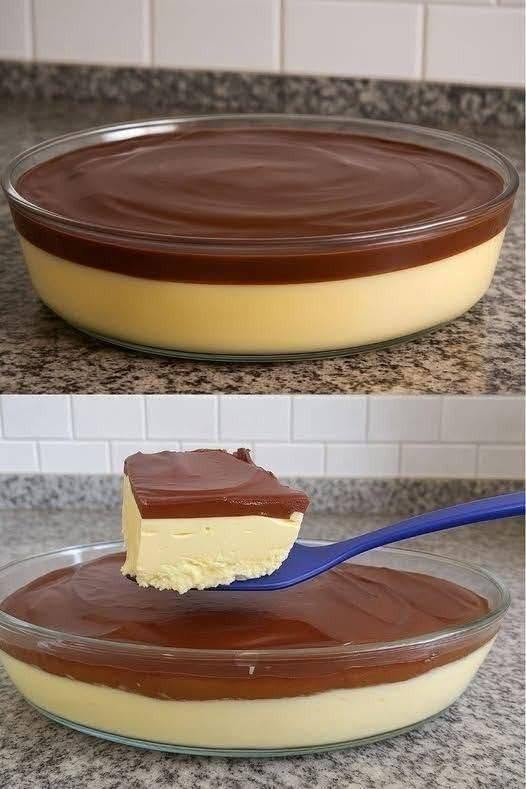 🍫 Creamy Vanilla Custard with Chocolate Topping