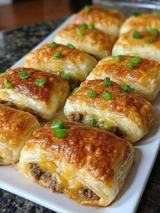 Cheesy Beef Puff Pastry Rolls