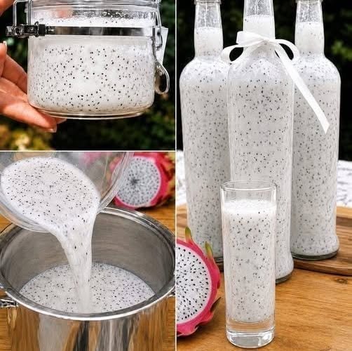 Healthy Dragon Fruit and Chia Seed Coconut Drink
