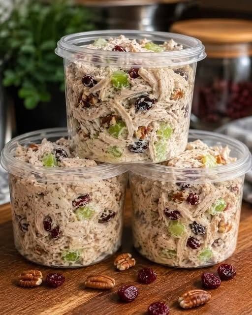 High Protein Creamy Cranberry Pecan Chicken Salad