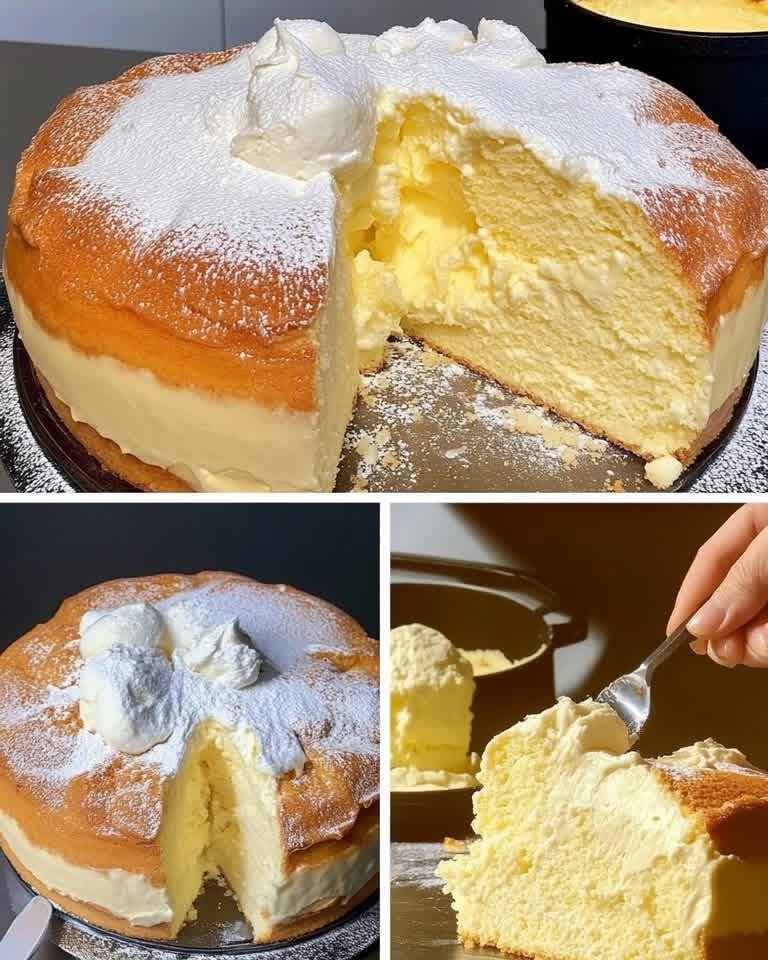 Viral Cream-Filled Vanilla Cake
